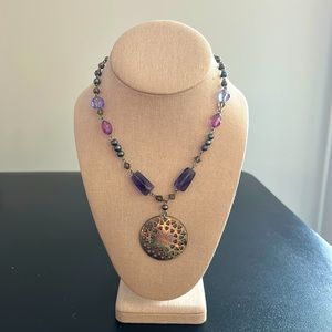 Lia Sophia Purple Metallic Pendant Necklace